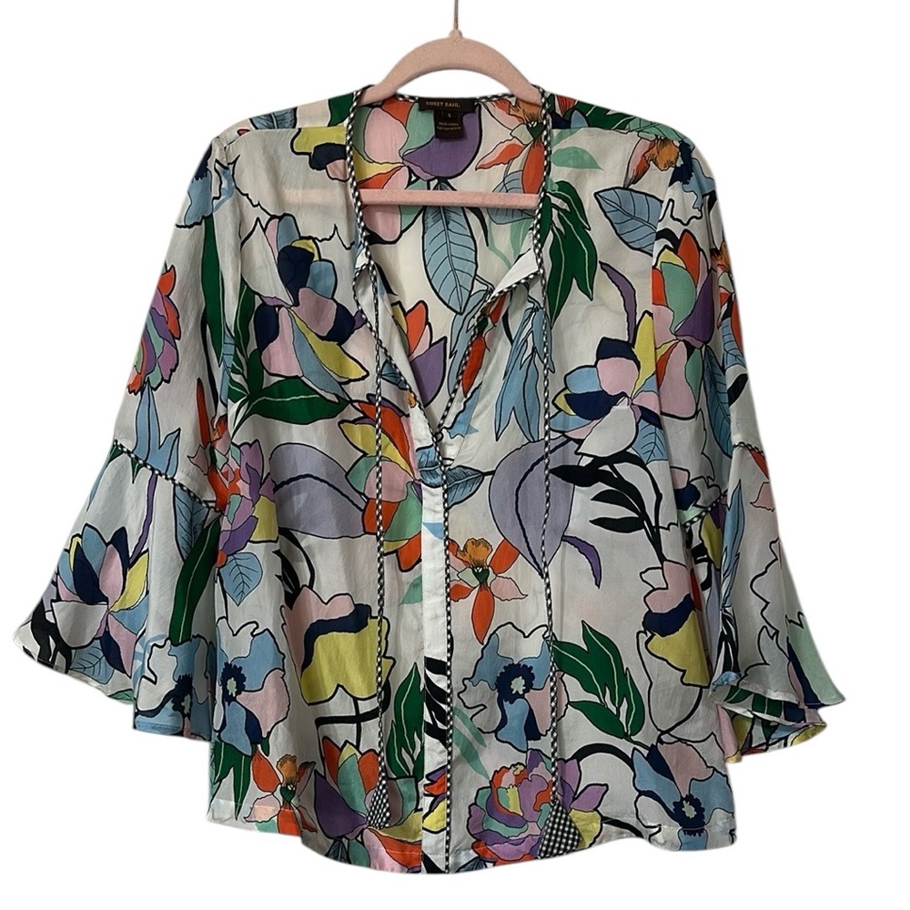 Anthropologie Silk Floral Top by Vineet Bahl